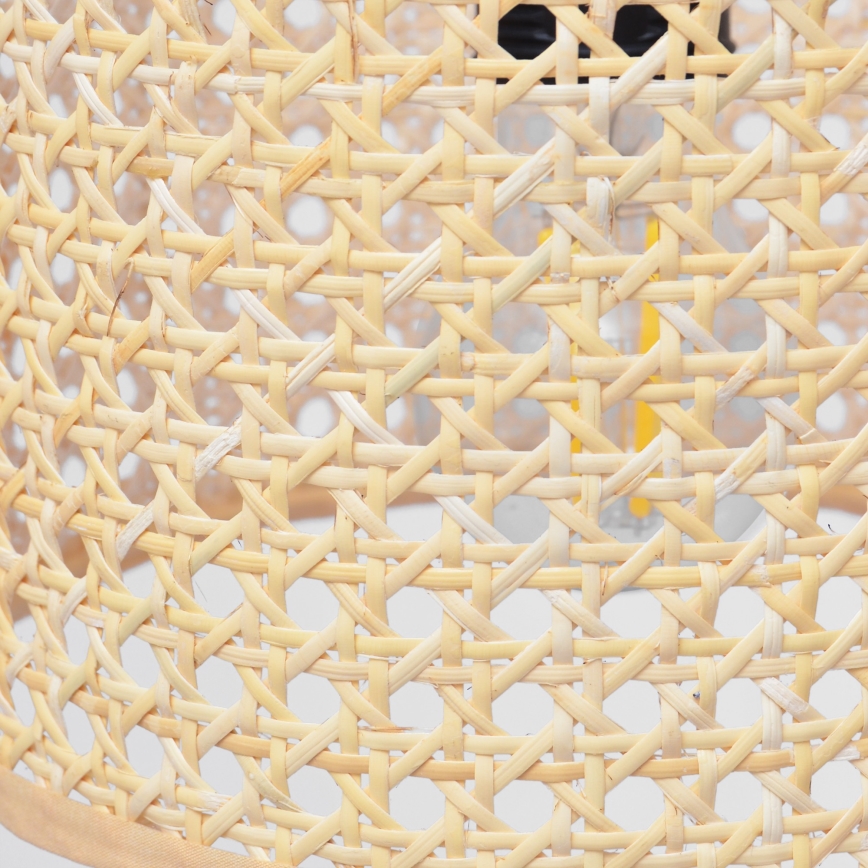 Csillár zsinóron ALBA 1xE27/15W/230V á. 20 cm rattan/fekete