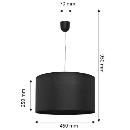 Csillár zsinóron ALBA 1xE27/15W/230V á. 45 cm fekete