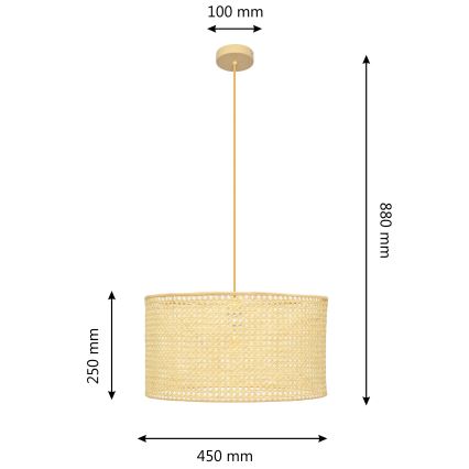 Csillár zsinóron ALBA 1xE27/15W/230V á. 45 cm rattan