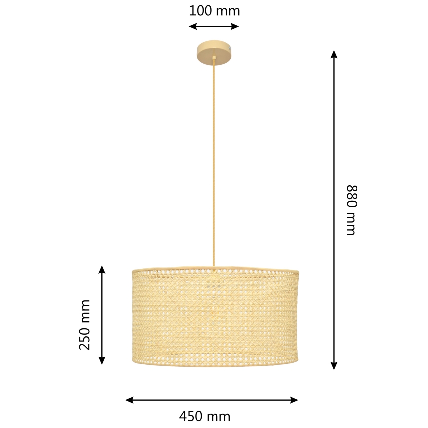 Csillár zsinóron ALBA 1xE27/15W/230V á. 45 cm rattan