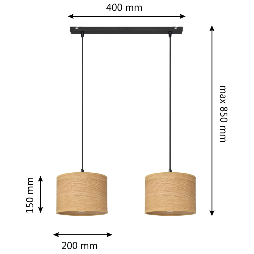 Csillár zsinóron ALBA 2xE27/15W/230V barna/fekete