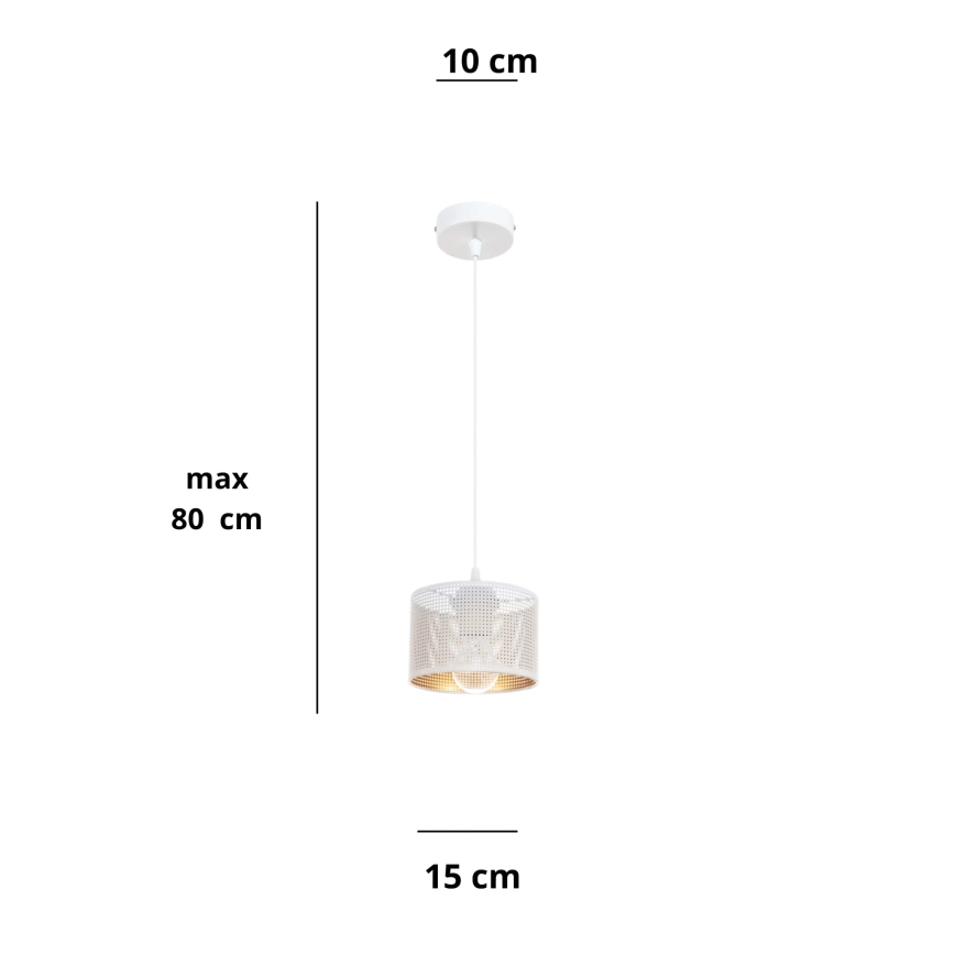 Csillár zsinóron ALDO 1xE27/60W/230V á. 15 cm fehér