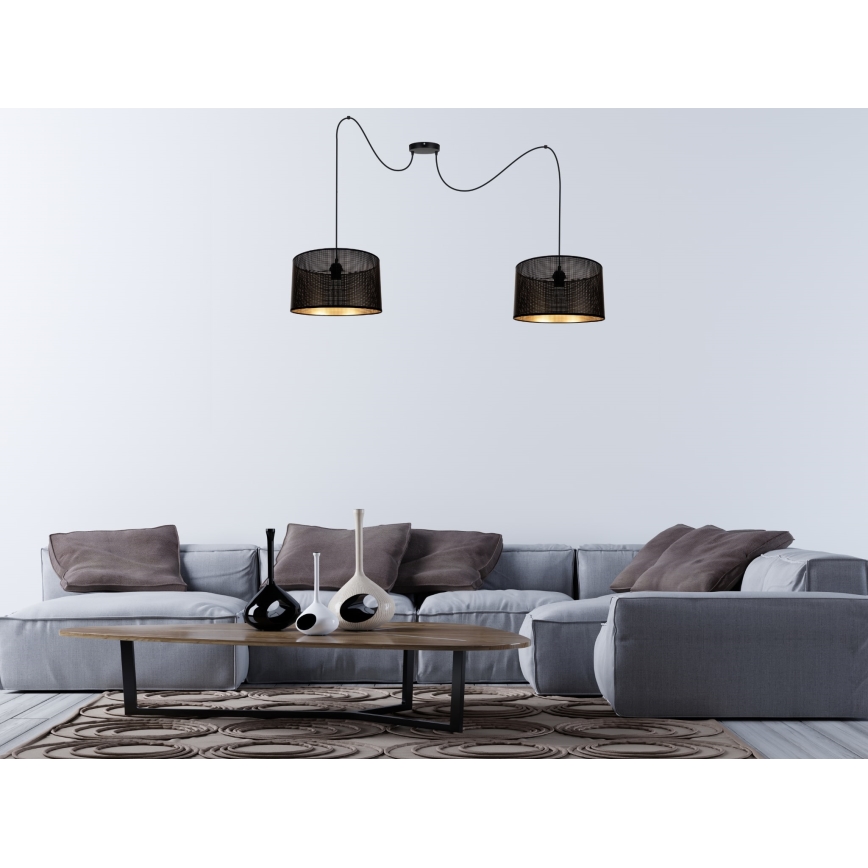 Csillár zsinóron ALDO 2xE27/60W/230V pók fekete