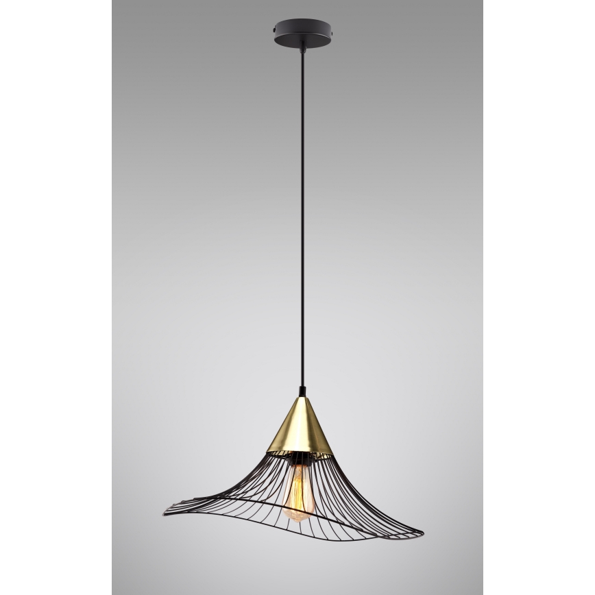 Csillár zsinóron ALURA 1xE27/60W/230V átm. 50 cm fekete