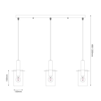 Csillár zsinóron ARCADIA 3xE27/60W/230V arany/füstös