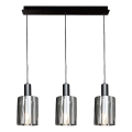 Csillár zsinóron ARCADIA 3xE27/60W/230V fekete/füstös
