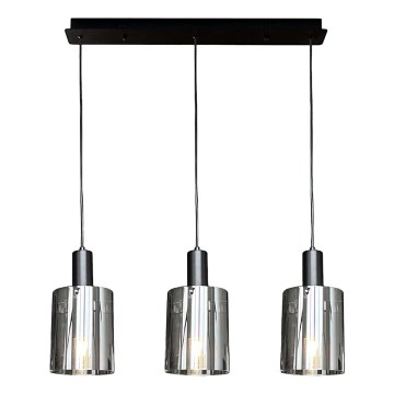 Csillár zsinóron ARCADIA 3xE27/60W/230V fekete/füstös