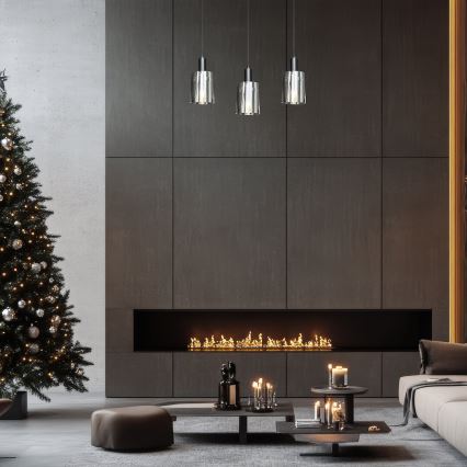 Csillár zsinóron ARCADIA 3xE27/60W/230V fekete/füstös