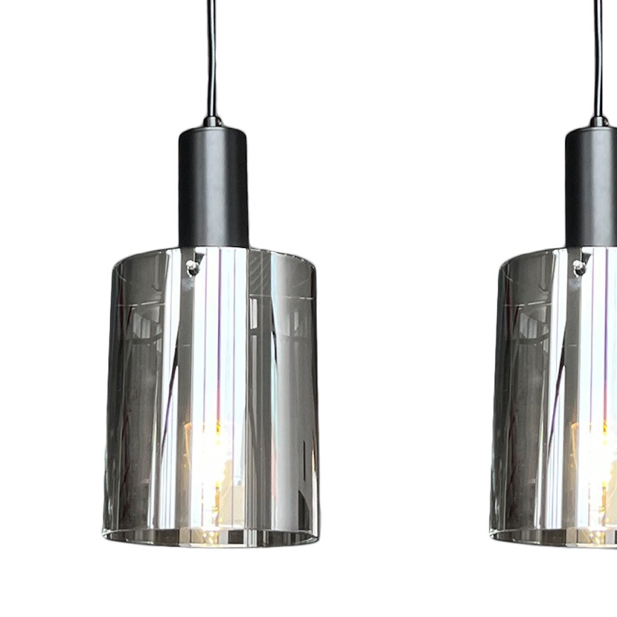 Csillár zsinóron ARCADIA 3xE27/60W/230V fekete/füstös