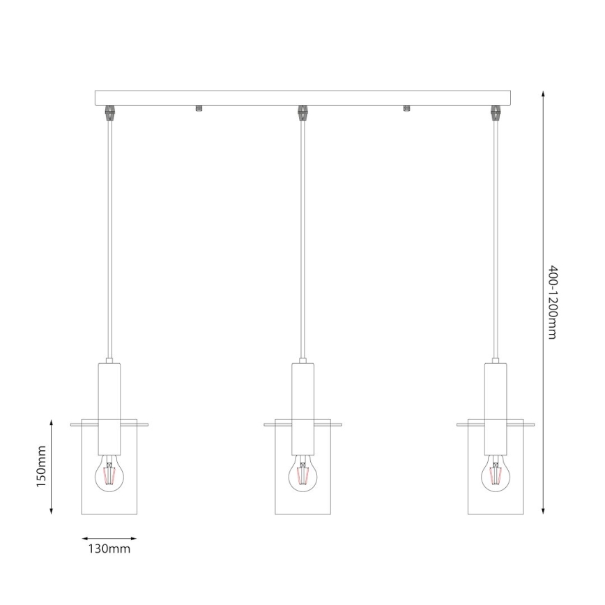 Csillár zsinóron ARCADIA 3xE27/60W/230V fekete/füstös