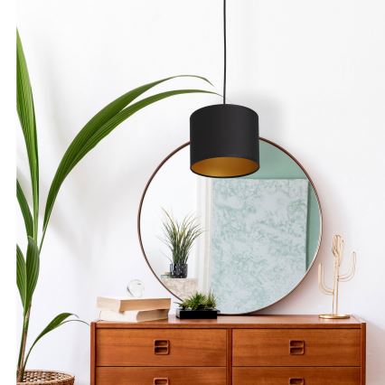 Csillár zsinóron ARDEN 1xE27/60W/230V átmérő 18 cm fekete/arany