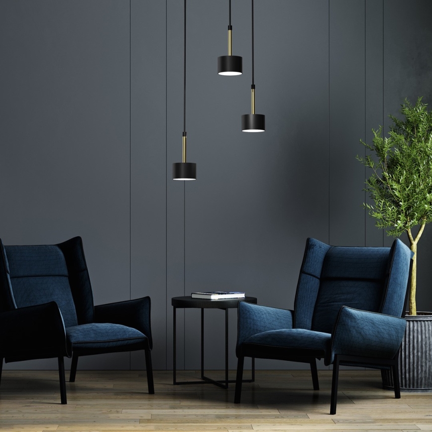 Csillár zsinóron ARENA 3xGX53/11W/230V fekete/arany