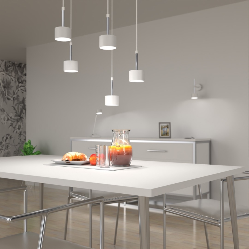 Csillár zsinóron ARENA 5xGX53/11W/230V fehér/fényezett króm