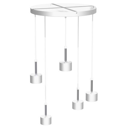 Csillár zsinóron ARENA 5xGX53/11W/230V fehér/fényezett króm