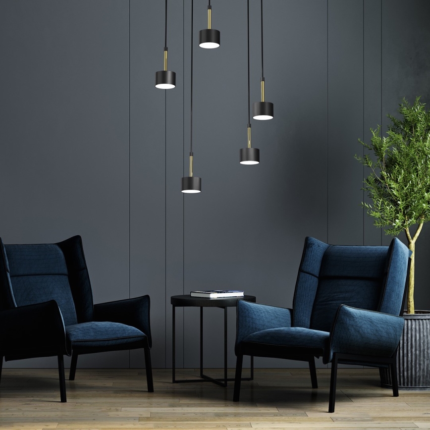 Csillár zsinóron ARENA 5xGX53/11W/230V fekete/arany