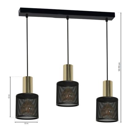 Csillár zsinóron ARES 3xE27/60W/230V