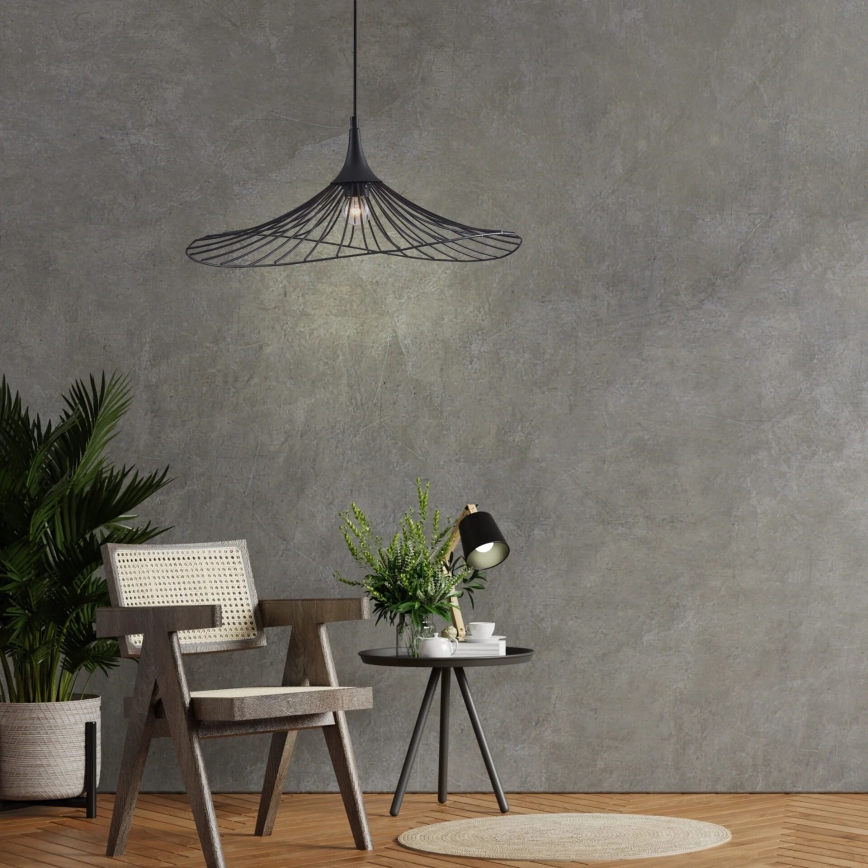 Csillár zsinóron ARIELLE 1xE27/20W/230V átm. 50 cm fekete