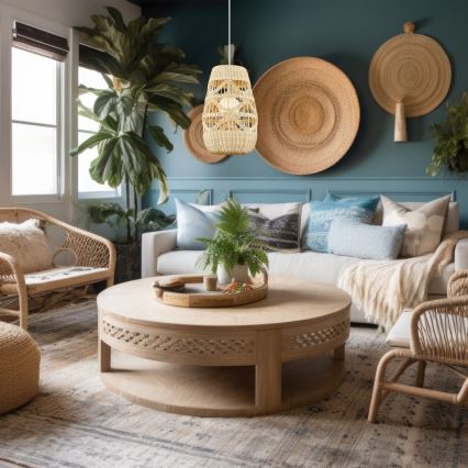 Csillár zsinóron ARONA 1xG9/9W/230V átm. 25 cm rattan/bézs