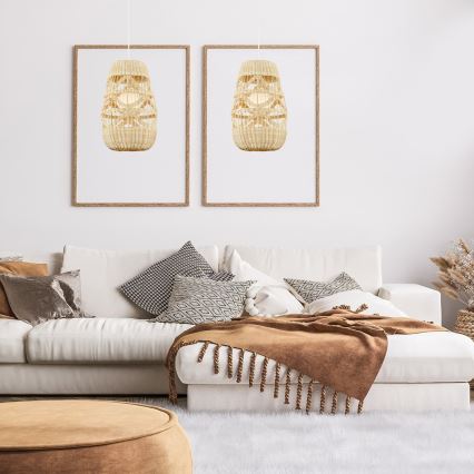 Csillár zsinóron ARONA 1xG9/9W/230V átm. 25 cm rattan/bézs