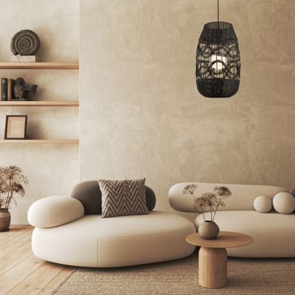 Csillár zsinóron ARONA 1xG9/9W/230V átm. 40 cm rattan/fekete