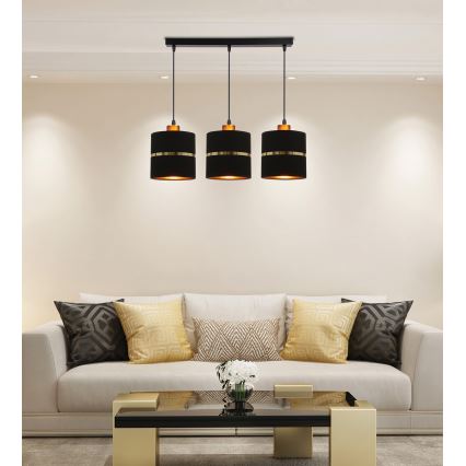 Csillár zsinóron ASSAM 3xE27/60W/230V fekete