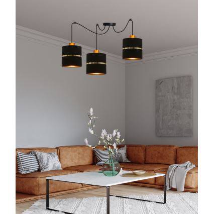 Csillár zsinóron ASSAM 3xE27/60W/230V fekete