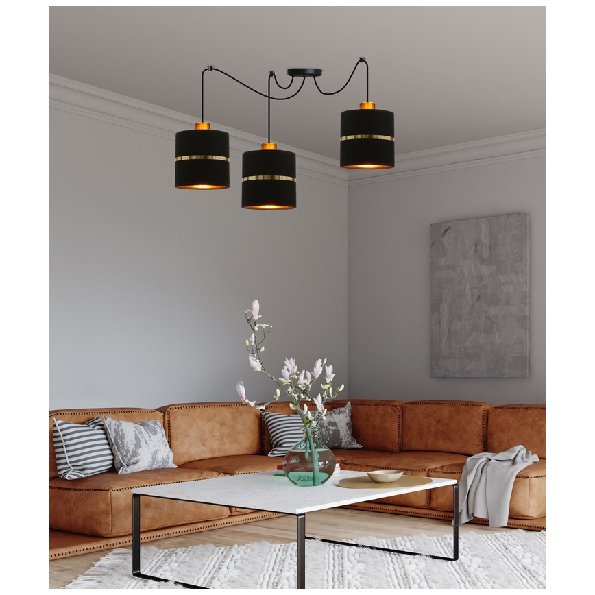 Csillár zsinóron ASSAM 3xE27/60W/230V fekete