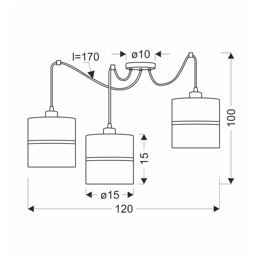 Csillár zsinóron ASSAM 3xE27/60W/230V fekete