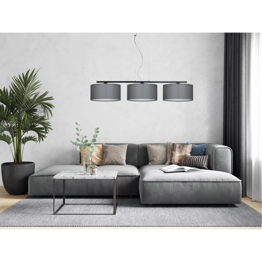 Csillár zsinóron ASTRA 3xE27/60W/230V szürke