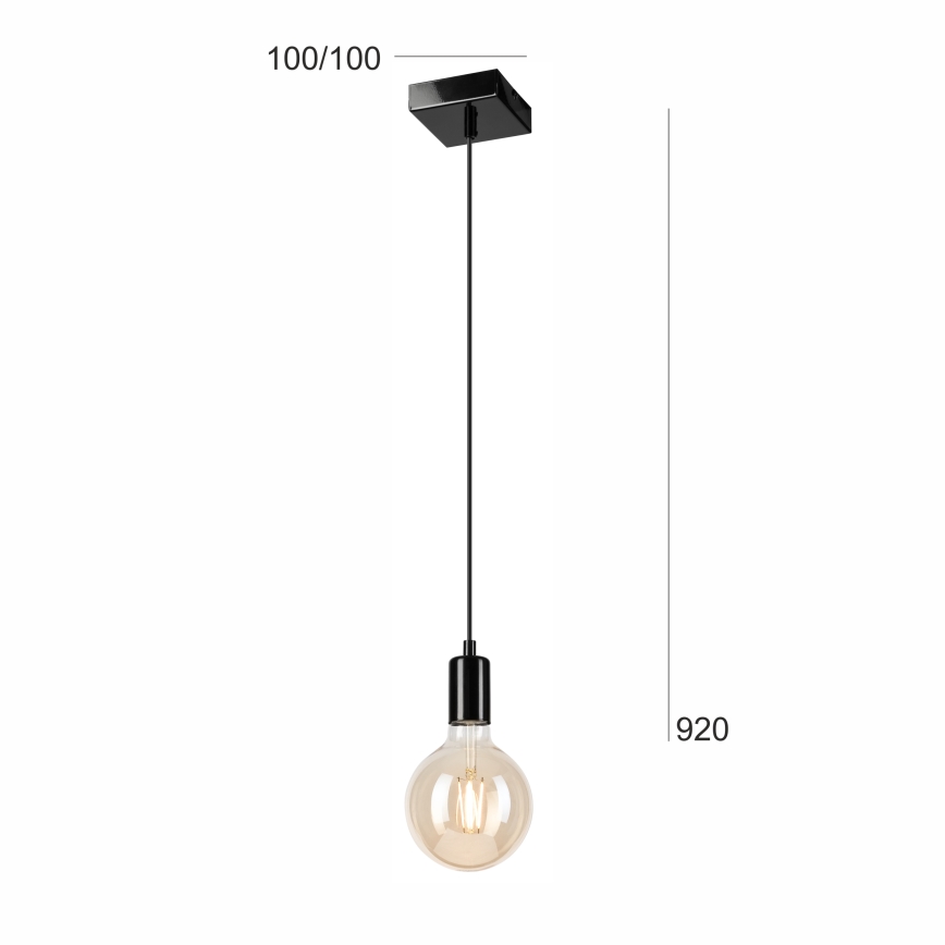 Csillár zsinóron ASTRID 1xE27/60W/230V fényes fekete