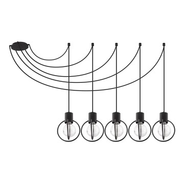 Csillár zsinóron AURA 5xE27/60W/230V fekete