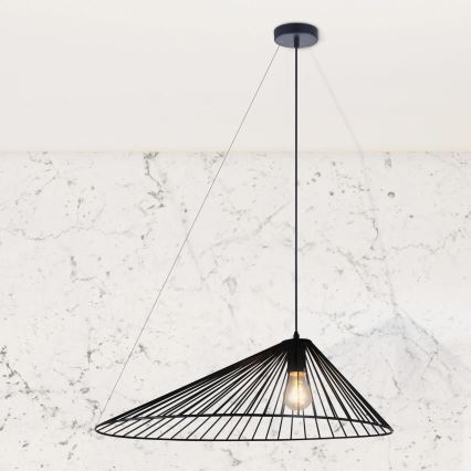 Csillár zsinóron AURORA 1xE27/20W/230V átm. 60 cm fekete