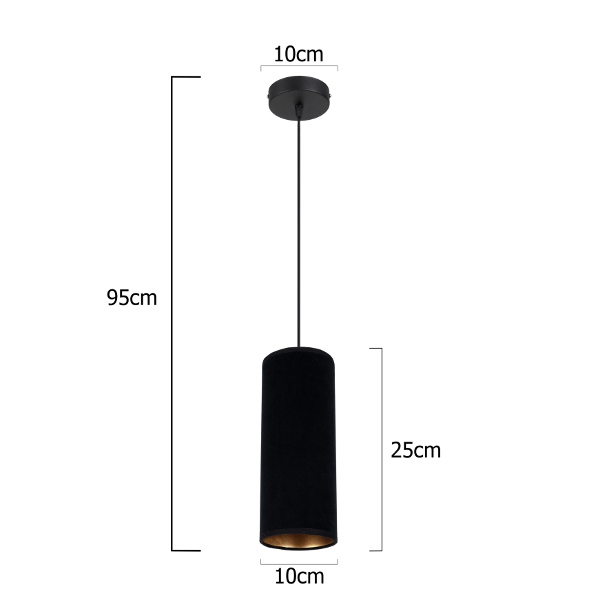 Csillár zsinóron AVALO 1xE27/60W/230V fekete