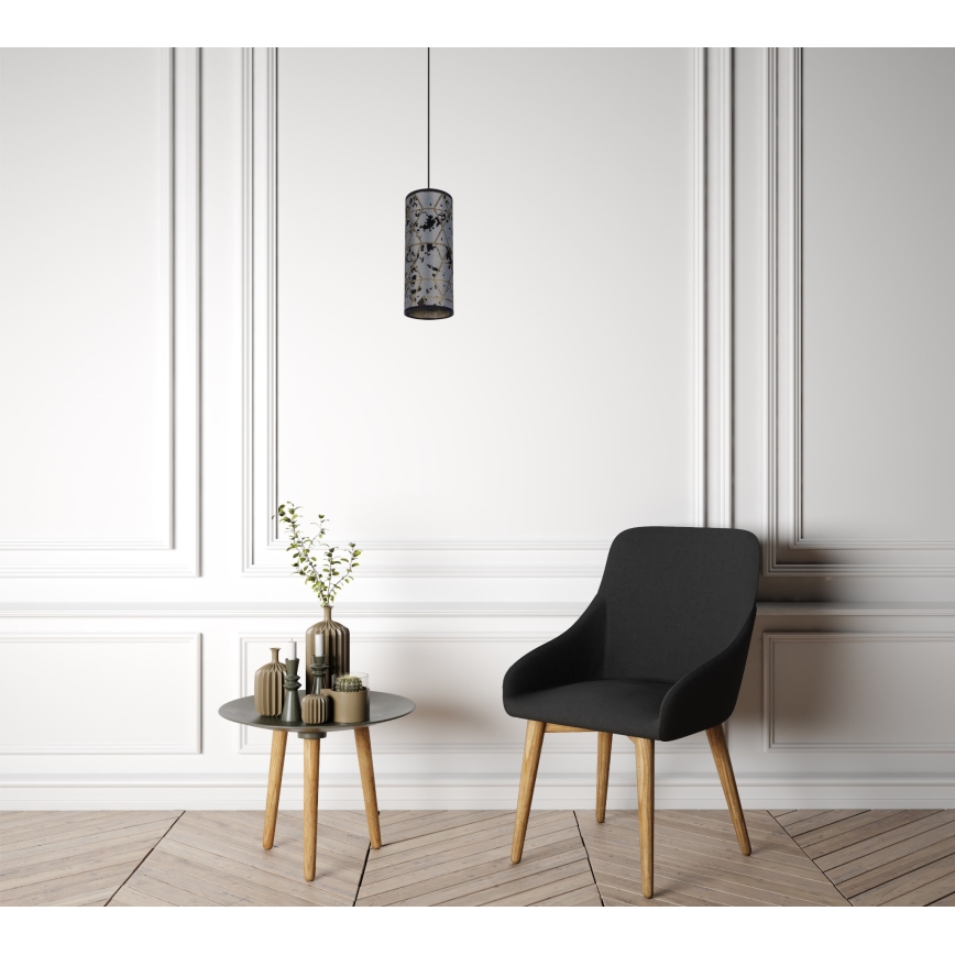 Csillár zsinóron AVALO 1xE27/60W/230V szürke/fekete