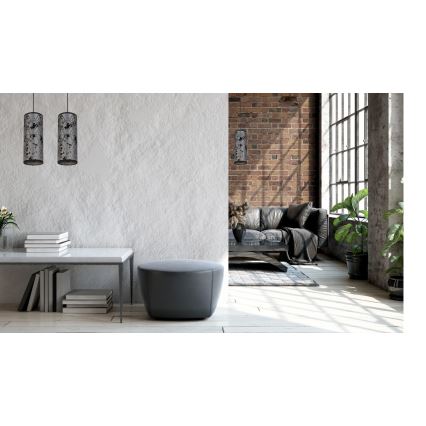 Csillár zsinóron AVALO 1xE27/60W/230V szürke/fekete