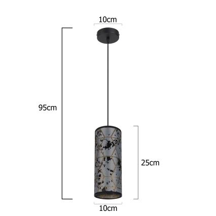Csillár zsinóron AVALO 1xE27/60W/230V szürke/fekete