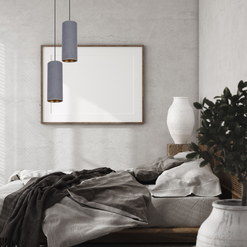 Csillár zsinóron AVALO 2xE27/60W/230V á. 20 cm szürke