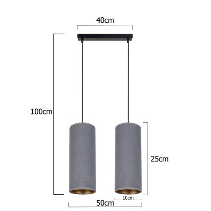 Csillár zsinóron AVALO 2xE27/60W/230V szürke
