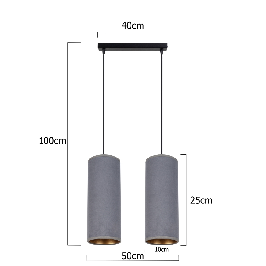 Csillár zsinóron AVALO 2xE27/60W/230V szürke