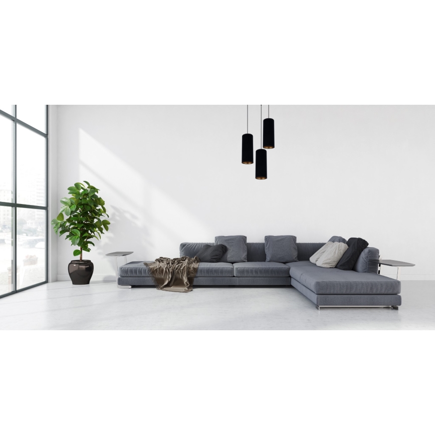 Csillár zsinóron AVALO 3xE27/60W/230V á. 35 cm fekete