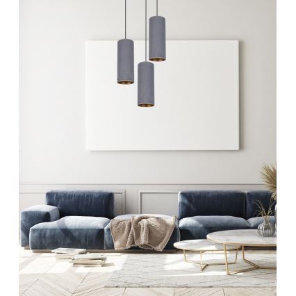 Csillár zsinóron AVALO 3xE27/60W/230V á. 35 cm szürke