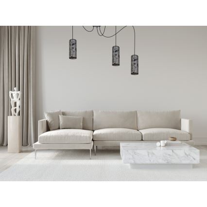 Csillár zsinóron AVALO 3xE27/60W/230V pók szürke/fekete