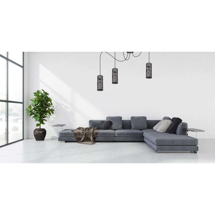 Csillár zsinóron AVALO 3xE27/60W/230V pók szürke/fekete