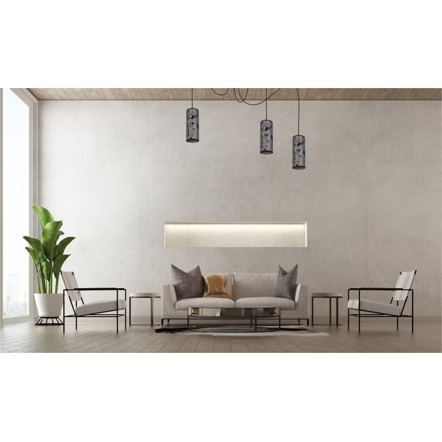 Csillár zsinóron AVALO 3xE27/60W/230V pók szürke/fekete