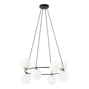 Csillár zsinóron AZURA 8xE14/10W/230V fekete/fehér