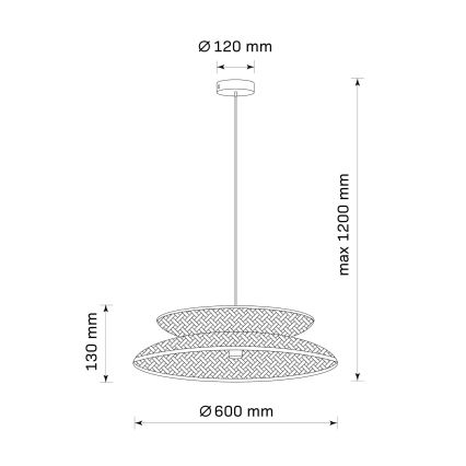 Csillár zsinóron BALI 1xE27/20W/230V átm. 60 cm bambusz