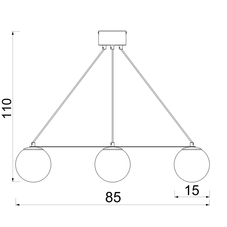 Csillár zsinóron BALLO 3xE27/15W/230V fekete/fehér