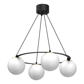 Csillár zsinóron BALLO 4xE27/15W/230V fekete/fehér
