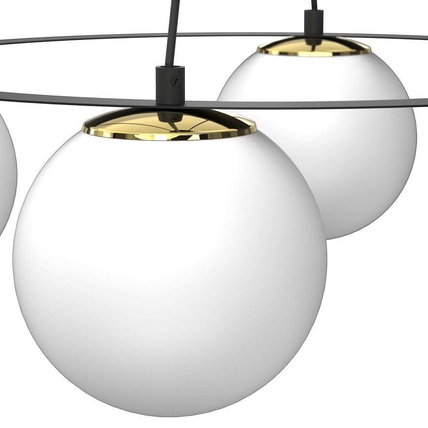 Csillár zsinóron BALLO 4xE27/15W/230V fekete/fehér