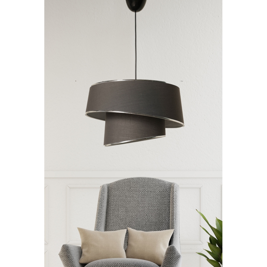 Csillár zsinóron BARETTE 1xE27/60W/230V antracit/fényes króm